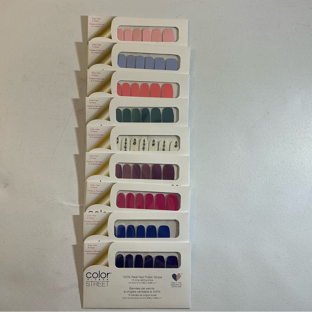 NWT Nail Strips Glitter French Manicure Color Street 9 packs nail polish strips
